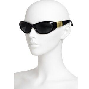 Givenchy Women's Black Oval Sunglasses Gold Logo | Designer Shades
